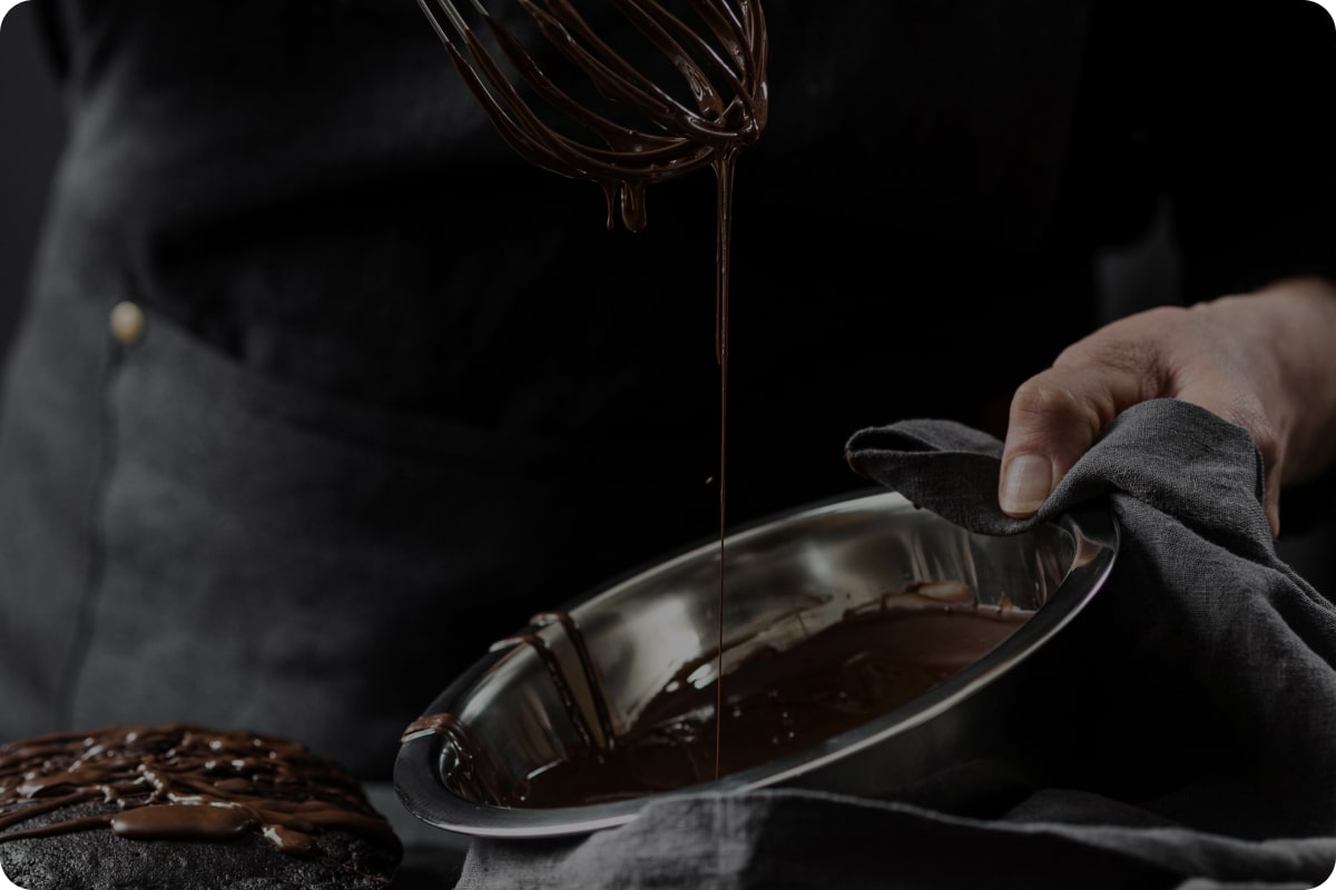 Trickle of melted dark chocolate
